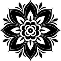 Mandala - Black and White Isolated Icon - Vector illustration