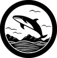 Ocean - Black and White Isolated Icon - Vector illustration