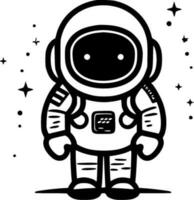 astronauta, negro y blanco vector ilustración