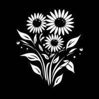 Flowers, Black and White Vector illustration