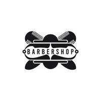 Barber shop and shaving machine logo design, Razor, Comb. Suitable for hairdressing business. On the street, in the city. Changing one's style to be more confident. vector