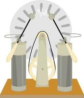 Wimshurst machine vector illustration, electrostatic high voltage generator, induction mashine, equipment for physics lessons.