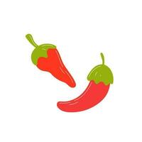 Mexican peppers for making hot sauces, vegetable elements. Two red hot peppers are isolated on a white background. vector