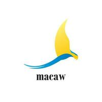 macaw logo design with gradation blue and yellow vector