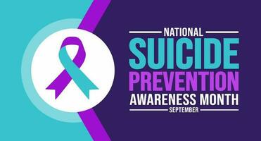 septiembre es nacional suicidio prevención conciencia mes antecedentes modelo. fiesta concepto. fondo, bandera, cartel, tarjeta, y póster diseño modelo con texto inscripción y estándar color. vector