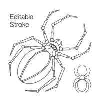 Set of 2 Spiders with editable stroke. vector