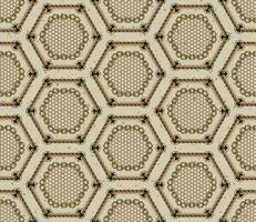 Hexagonal pattern with rope lacing, chains, hexagon net on beige textured background. Vintage style. vector