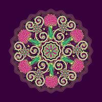 Circular pattern with mushrooms, chamomiles vector