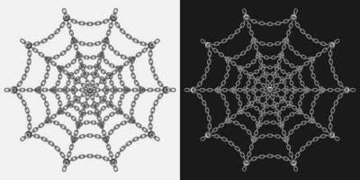 Spider web of steel chain with rivets vector