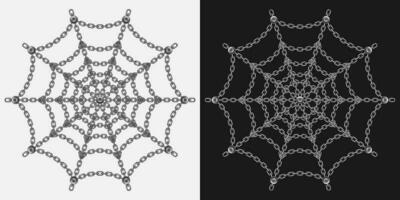 Spider web of steel chain with rivets vector