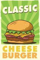 clásico hamburguesa con queso póster diseño vector