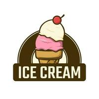 ice cream badge logo design vector