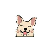 Cute french bulldog puppy waving paw cartoon vector illustration