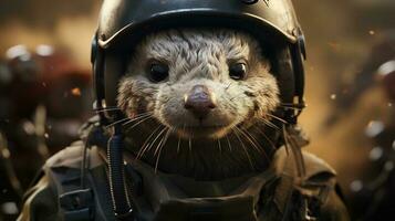 anthropomorphic ferret grenadier, digital art illustration photo