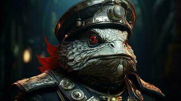 anthropomorphic fish soldier, digital art illustration photo