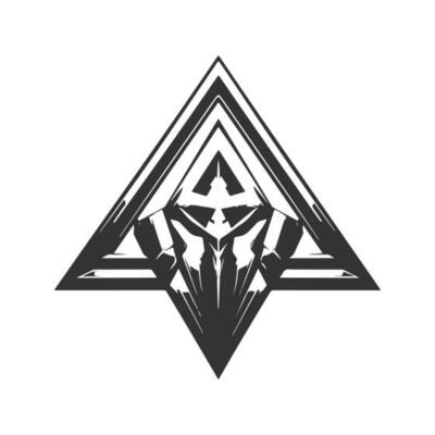 triangle fighter, vintage logo line art concept black and white color, hand drawn illustration