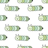 Cute caterpillar with emoticon seamless pattern. vector. Cartoon vector