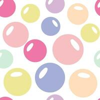 Colorful bubble seamless pattern on white background. Pastel color. Vector illustration. For birthday, baby shower, holidays design, etc