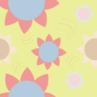 Vector abstract floral seamless pattern on light yellow background. Yellow, pink, blue. flowers .Suitable for your design product like textiles, fabrics, stationary, wallpaper, clothing, etc.