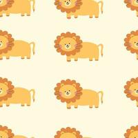 Seamless pattern with cute character lion. Cute vector illustration for kids - lion. Ideal print for fabrics, textiles and gift wrapping Baby Shower Vector Formats