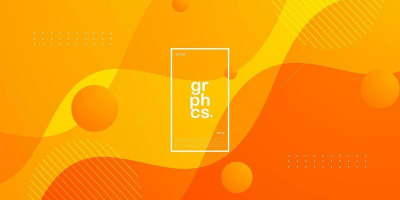 Bright and colorful abstract orange geometric wave background. Liquid color design with shadow. Fluid shapes composition. Eps10 vector.