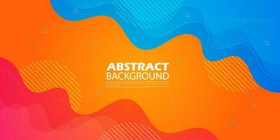 Orange and blue geometric business banner design. Colorful creative banner design with wave shapes and lines on white background. Simple horizontal banner. Eps10 vector