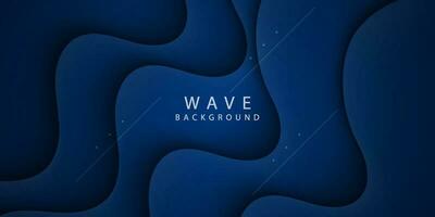 Abstract realistic dark blue wave emboss design. 3D shape background. Eps10 vector