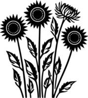 Flowers, Minimalist and Simple Silhouette - Vector illustration