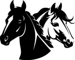 Horses, Black and White Vector illustration