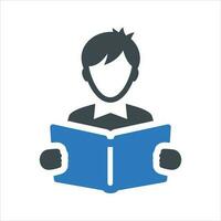 Person reading a book icon. Vector and glyph