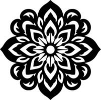 mandala - negro y blanco aislado icono - vector ilustración