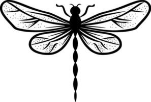 Dragonfly, Black and White Vector illustration