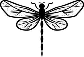 Dragonfly, Black and White Vector illustration