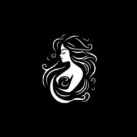 Mermaid, Black and White Vector illustration