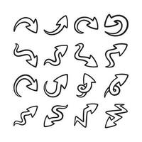 Set of hand drawn arrow doodles on white background vector