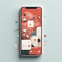 Modern smartphone with a vibrant social media feed photo