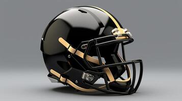 a football helmet with gold trim on a gray background photo