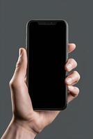 front view of hands using smartphone high detail photo