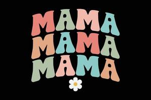 Mama Retro Groovy Mothers Day T-Shirt Design vector