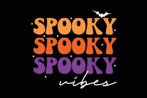 Spooky Vibes Groovy Funny Halloween T-Shirt Design vector