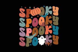 Spooky Retro Groovy Funny Halloween T-Shirt Design vector