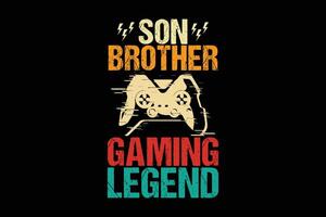 Son Brother Gaming Legend T-shirt Design for Gamer vector