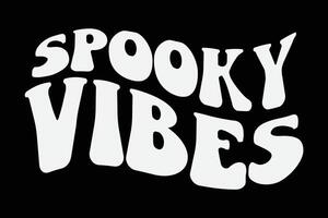 Spooky Vibes Retro Groovy Funny Halloween T-Shirt Design vector