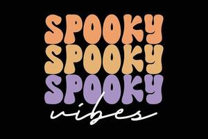 Spooky Vibes Retro Groovy Funny Halloween T-Shirt Design vector