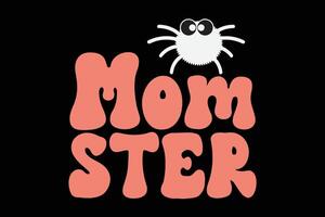 Mom Ster Retro Groovy Funny Halloween T-Shirt Design vector