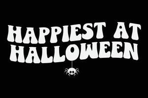 Happiest at Halloween Retro Groovy Funny Halloween T-Shirt Design vector