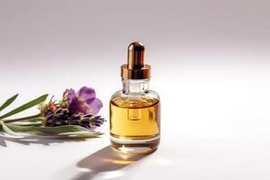 Essential oil serum for cosmetics products on white background. photo