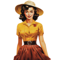 Vintage Autumn Vibe Pin-up Girl Seasonal Illustration AI Generated png