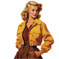 Vintage Autumn Vibe Pin-up Girl Seasonal Illustration AI Generated png