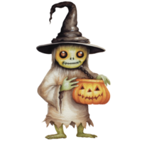 a baby monster on Halloween character holding a lollipop png, Ai generative png